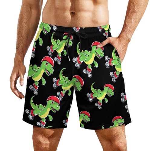 Pantalones cortos de playa para hombre de dinosaurio para patinar sobre ruedas