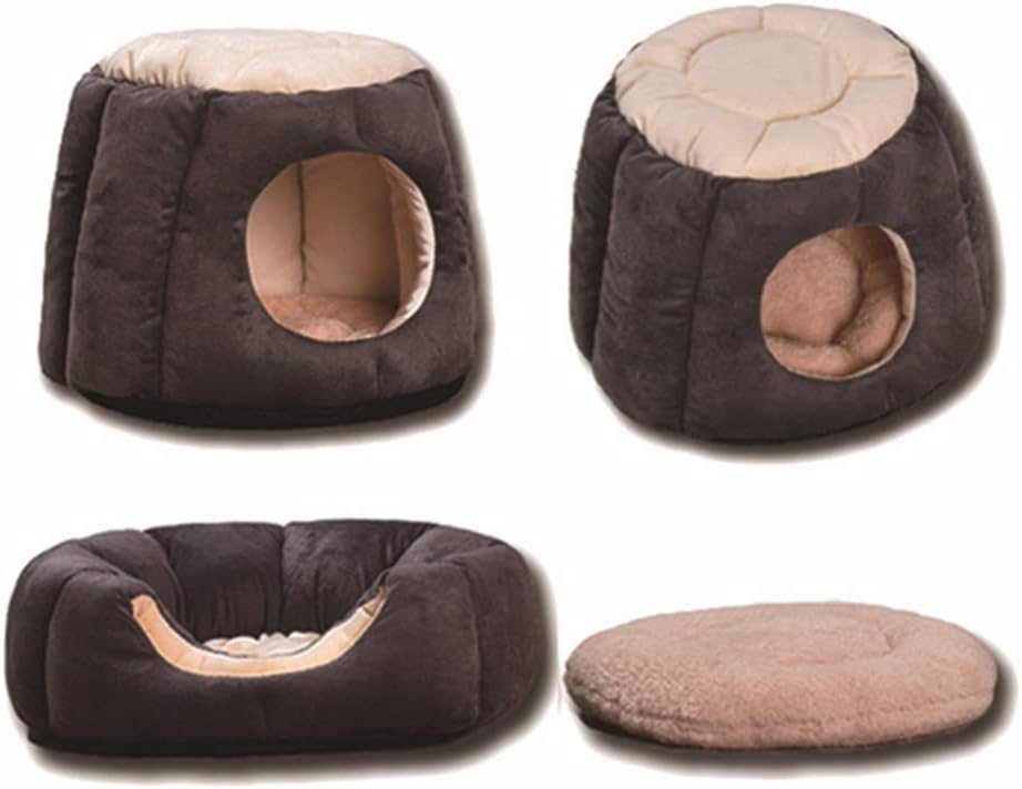 POPETPOP Round Pet Nest Mat for Outdoor Dog House Warm Canopy Bed for Pp Cotton