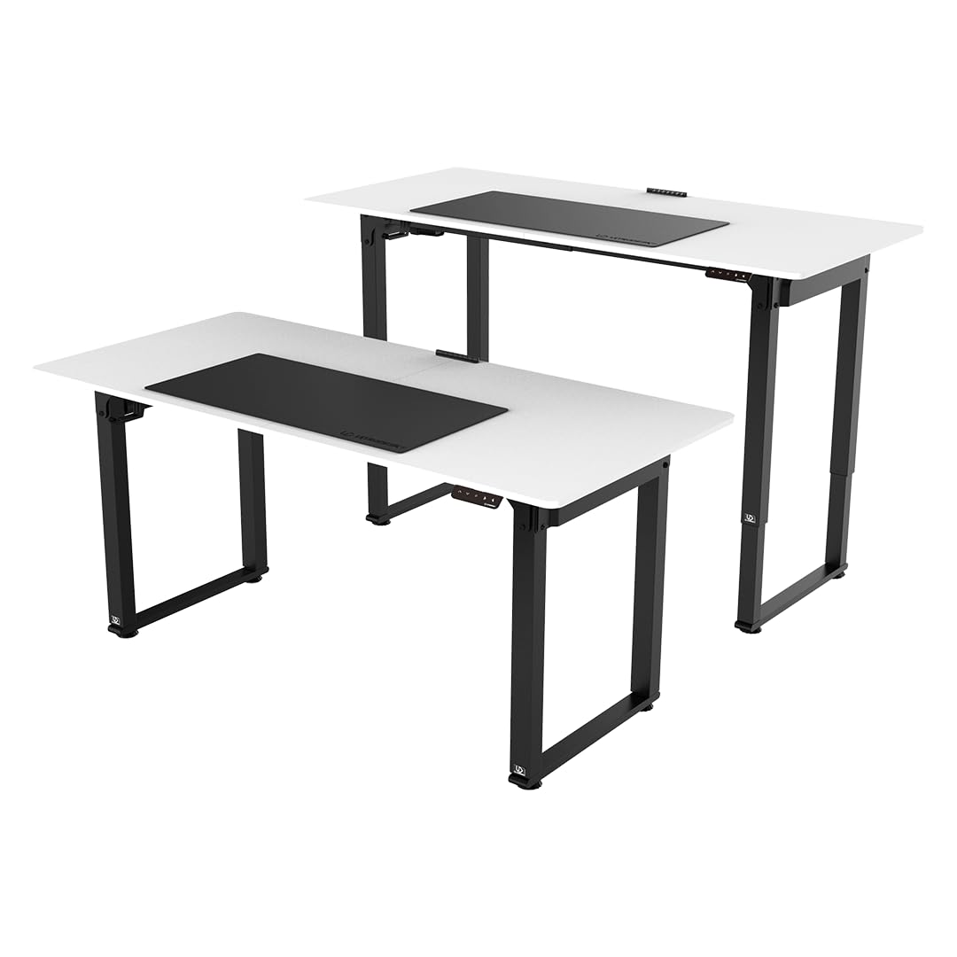 ULTRADESK Uplift V2 Computertisch Gaming Tisch Schreibtisch, Stahlkonstruktion, Platz für DREI Monitore, Elektrische Höheneinstellung, Beinfreiheit und mehr, Inklusive Zubehör, 160 x 75 cm, Weiß