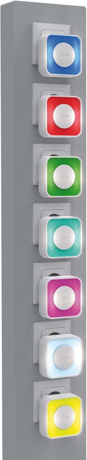 Vertical arrangement of multiple Bell-510 RX receivers plugged into a power strip, each displaying a different light color.