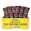 Kona Build Your Own Wood Smoker Pellet Variety Pack - Choose Your Favorite Flavors - Mix and Match - Set of 8-1 lb Resealable BBQ Wood Pellets