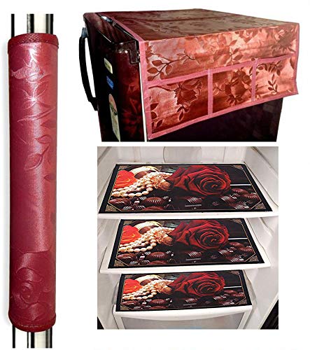 Dakshya Industries Combo of Exclusive Decorative Kitchen Combo Fridge Top Cover, Fridge Handle Covers + 3 Fridge Mats (5 Piece Set) - DIFRCOMBO06 (B08PF8WMHH) Amazon Price History, Amazon Price Tracker