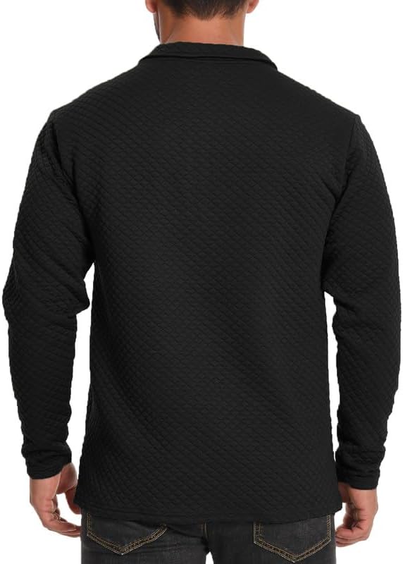 H HYFOL Men's USA Flag Graphic Pullover Waffle 1/4 Zip Stand Collar American Patriotic Sweatshirts - Image 6