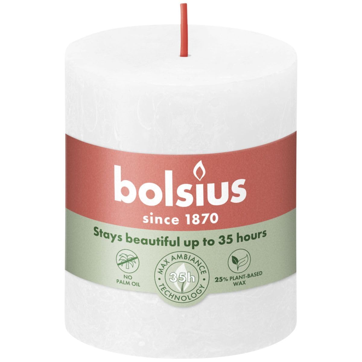 BOLSIUS Pillar candle Cloudy White Ø68 mm - Height 8 cm - White - 35 burning hours