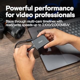 Crucial X10 Pro 1TB Portable SSD, Up to 2100MB/s Read, 2000MB/s Write, 3.2 USB-C, External Solid State Drive, Durable Storage for PC & Mac, for Professional Creators, Black - ‎CT1000X10PROSSD902