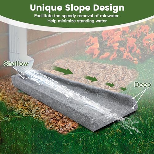 Sekcen 2 Pack Rubber Downspout Splash Block Rain Gutter Down Spout Drain Trays Gray