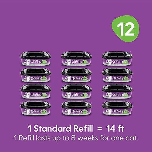 Litter Genie Ultimate Cat Litter Disposal System Refills, Lock Away Odors, Purple ,12 Cartridges #TOP3