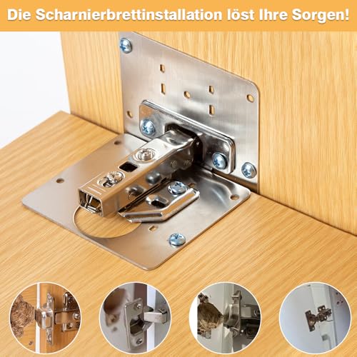 Scharniere Reparaturplatte, 12 Stück Edelstahl Küchenscharnier Reparaturplatten mit 72 Stück Schrauben, 9 x 9 cm Küchen Scharniere Für Schranktüren Schrank Scharnier Reparaturset