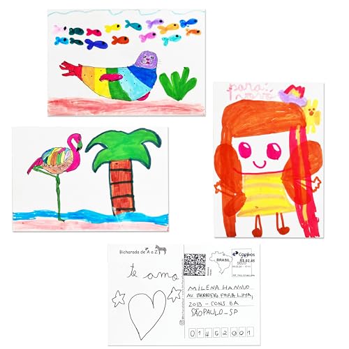Cartão Postal Bicharada de A a Z: 30 Cartões Postais Para Colorir e Desenhar Padrão Correios - Cartõ