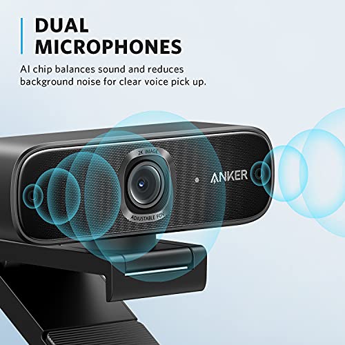 Anker PowerConf C302 Smart Full HD 2K Webcam, USB-C Webkamera mit Mikrofon für PC, Geräuschunterdrückung, Framing & Autofokus mit KI, Individuelles FoV, HDR, 30 FPS, Lichtkorrektur für Konferenzen – Bild 4