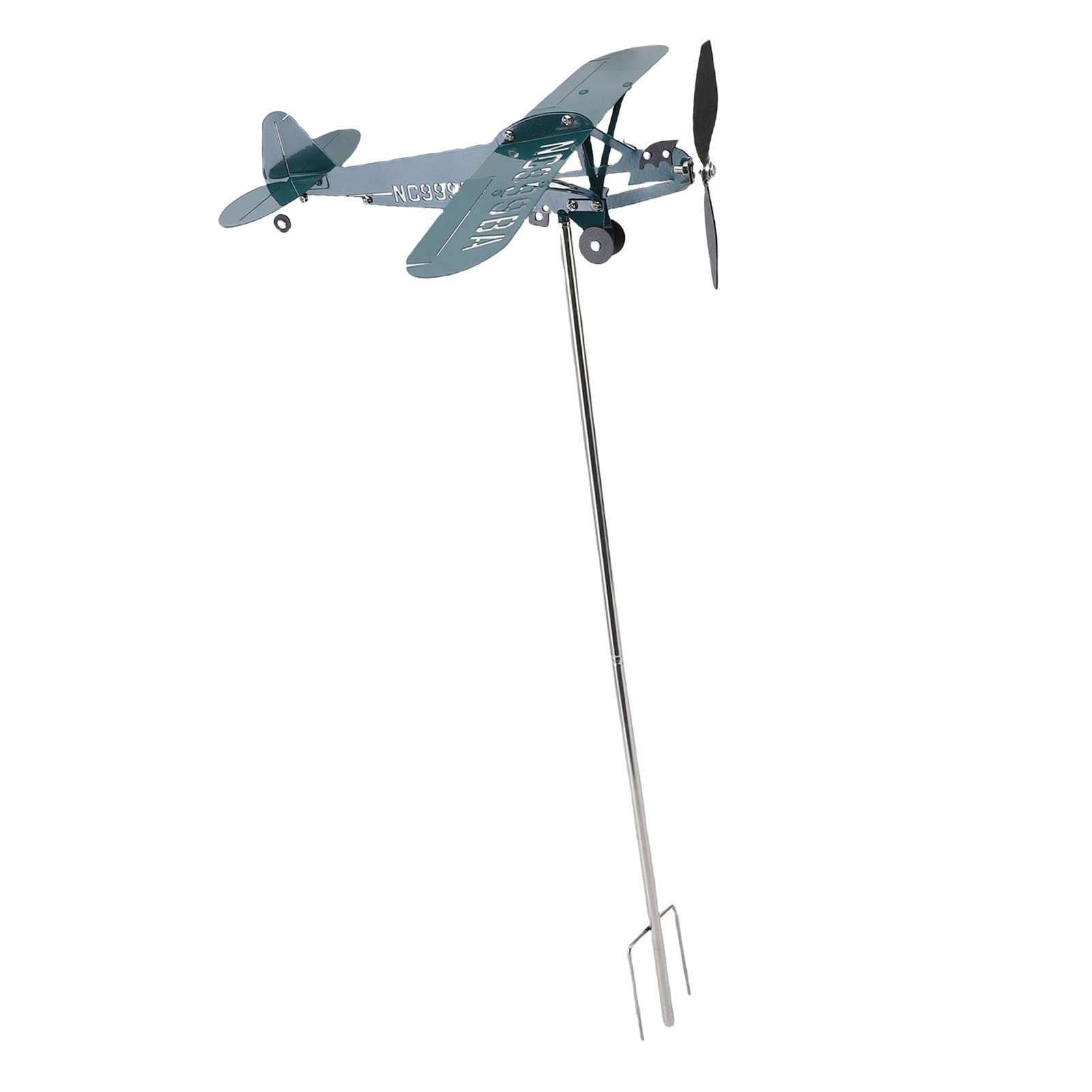 Molino de Viento de Avión, Veleta Meteorológica, Decoración de Metal Resistente para Jardín Al Aire Libre, Valla para el Hogar, Verde Oscuro