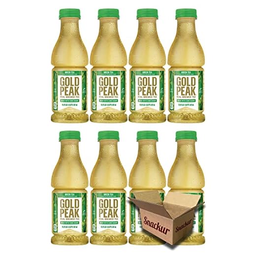 Iced Green Tea, 18.5 Oz Bottles, 8 Pack, In Snackur Ship Safe Box (Green Tea - Snackur)