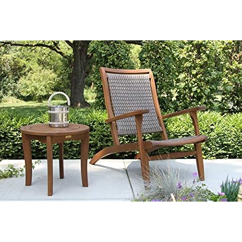 Outdoor Interiors 21250 Driftwood Wicker & Eucalyptus Lounger Lounge Chair, Drifwood Grey Cover