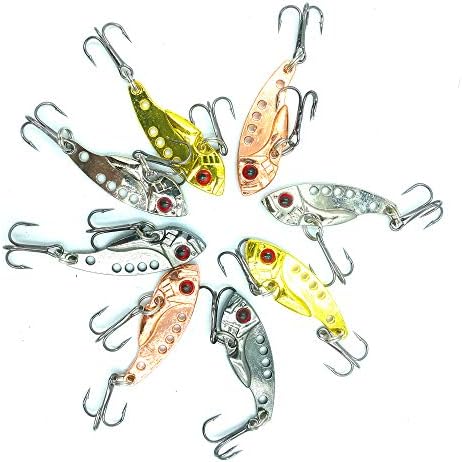 LENPABY 8pcs Small Metal VIB Fishing Lure 3.5CM Bass Crankbait Fishing Spinner Blade 4g