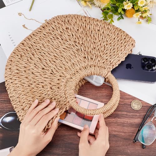 Image of GORGECFAFT Handwoven Round Rattan Bag Large Straw Bag for Women Handmade Wicker Woven Purse Straw Boho Bags