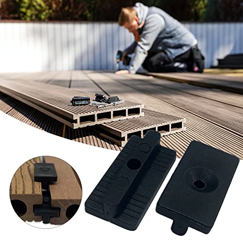 Terrassen-Clips aus Verbundwerkstoff, 100 Stück, 6/7/9/10 mm, 6/9/10 mm, Befestigung mit schwarzen Schrauben, WPC T-Clips, versteckte Kunststoffbefestigungen für Terrassen-Clips – Bild 3