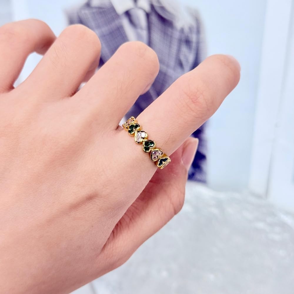 Kokoma Heart Ring for Women Dainty Cubic Zirconia Love Heart Ring Adjustable Open Band Promise Engagement Wedding Fashion Finger Jewelry - Image 2