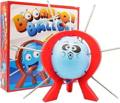 Balloon Pop Game, Boom Tabletop Game With Balloons, 9 Sticks, Dice, Stand, Red Frame,Funny Indoor Party Game for Ages 18+ Balloon Challenge Toy