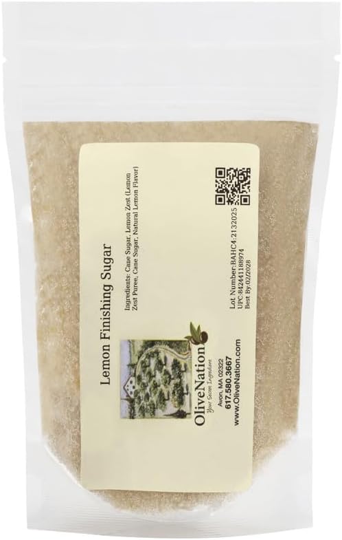 "OliveNation Lemon Finishing Sugar - Lemon Infused Sugar for Baking, Edible Decoration, Garnish, 4 oz"