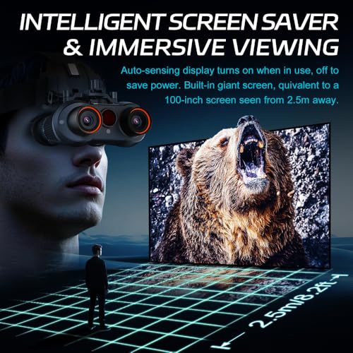 3D VR Night Vision Goggles - Rechargeable Head Mounted Binoculars, Built-in Giant Screen, 4K Video, 24MP Photos, 6X Digital Zoom, Includes 32GB TF Cards - Thumbnail 5
