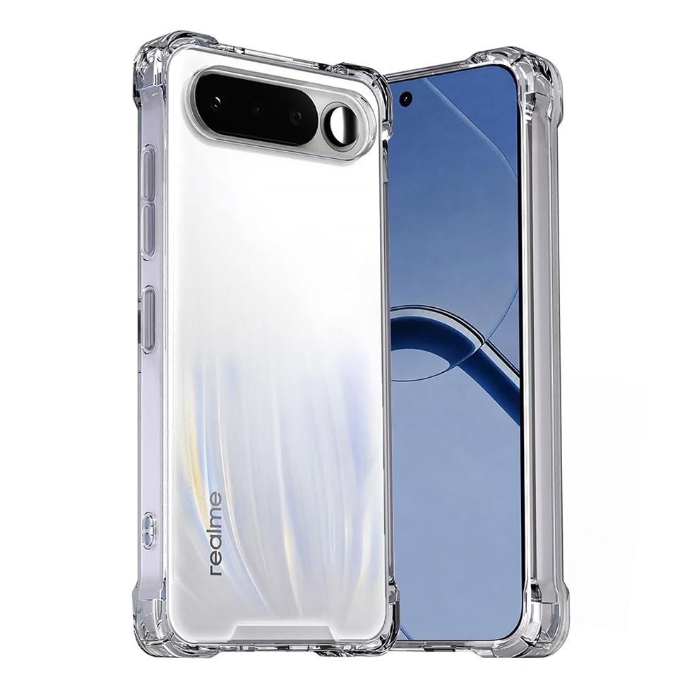 Image of Fashionury Clear Back Cover Case for Realme 16 5G | Anti-Yellow Acrylic Hard Back + Soft TPU Bumper | Shockproof 360 Protection | Slim Transparent Bumper Case (Clear)