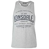Lonsdale branding Lonsdale Herren Boxen Tank Top Aermellos U-Ausschnitt Sportshirt Muskelshirt Grau XXXX Large