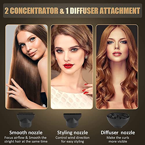 2000W Ionic Hair Dryer, Professional Negative Ion Hair Blow Dryer With Diffuser &2 Nozzles For Curly Hair, Powerful Ac Motor, 3 Heating/2 Speed/Cold Settings For Women Men Kids Salon #TOP3