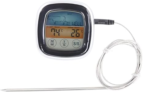 Review High Accuracy Food Thermometer Meat Thermometer Electronic Cooking Timer with Touch Screen and Detachable Probe