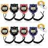 8Pcs Sports Stopwatch Timer, Multi-Function Waterproof Sport Digital Stopwatch Large Display with Date Time and Alarm Function Shockproof Sport Stopwatch for Swimming Running Sports Training (4 Color)
