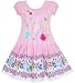 Sunny Fashion Girls Dress Embroidered Leaves Flower O-Neck Cotton Pink