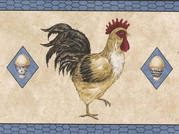 Papel pintado de gallinas azul y negro decorativo para revestimiento de paredes interiores