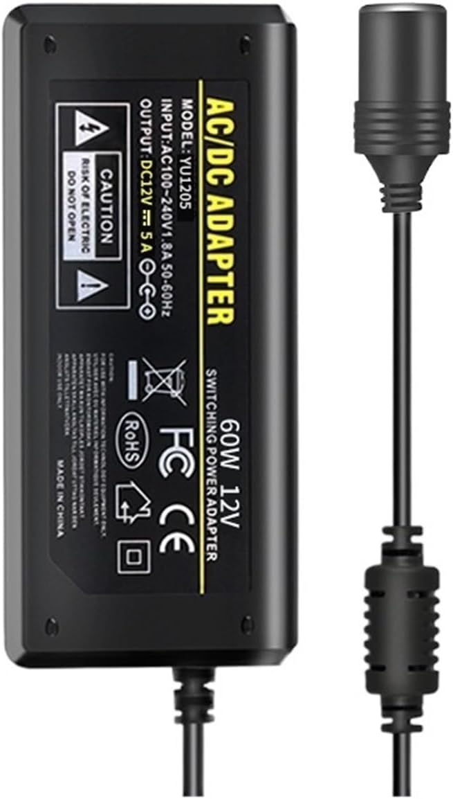 220V to 12V car Refrigerator Vacuum Cleaner Household Power Converter 12V5A Cigarette Lighter Power Supply (Size : 12V5A)