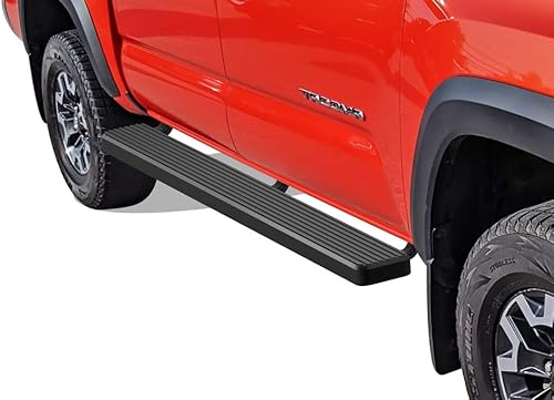 APS iBoard - Estribos para camioneta de doble cabina, 4 puertas laterales completas., 6 pulgadas, Aluminio negro