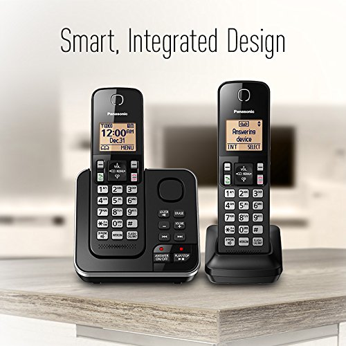 Panasonic Cordless Telephone with Answering Machine KX-TGC362B - 2 Handsets (Black)