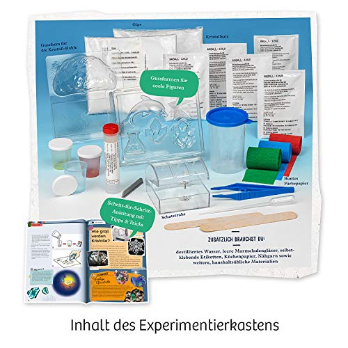 KOSMOS 643621 Kristalle züchten - Lass faszinierende Kristalle wachsen - Komplett-Set, nachtleuchtende, glitzernde Blitzkristalle, Druse, Schatztruhe, Deko, Experimentierkasten - Kinder ab 10-14 Jahre – Bild 4