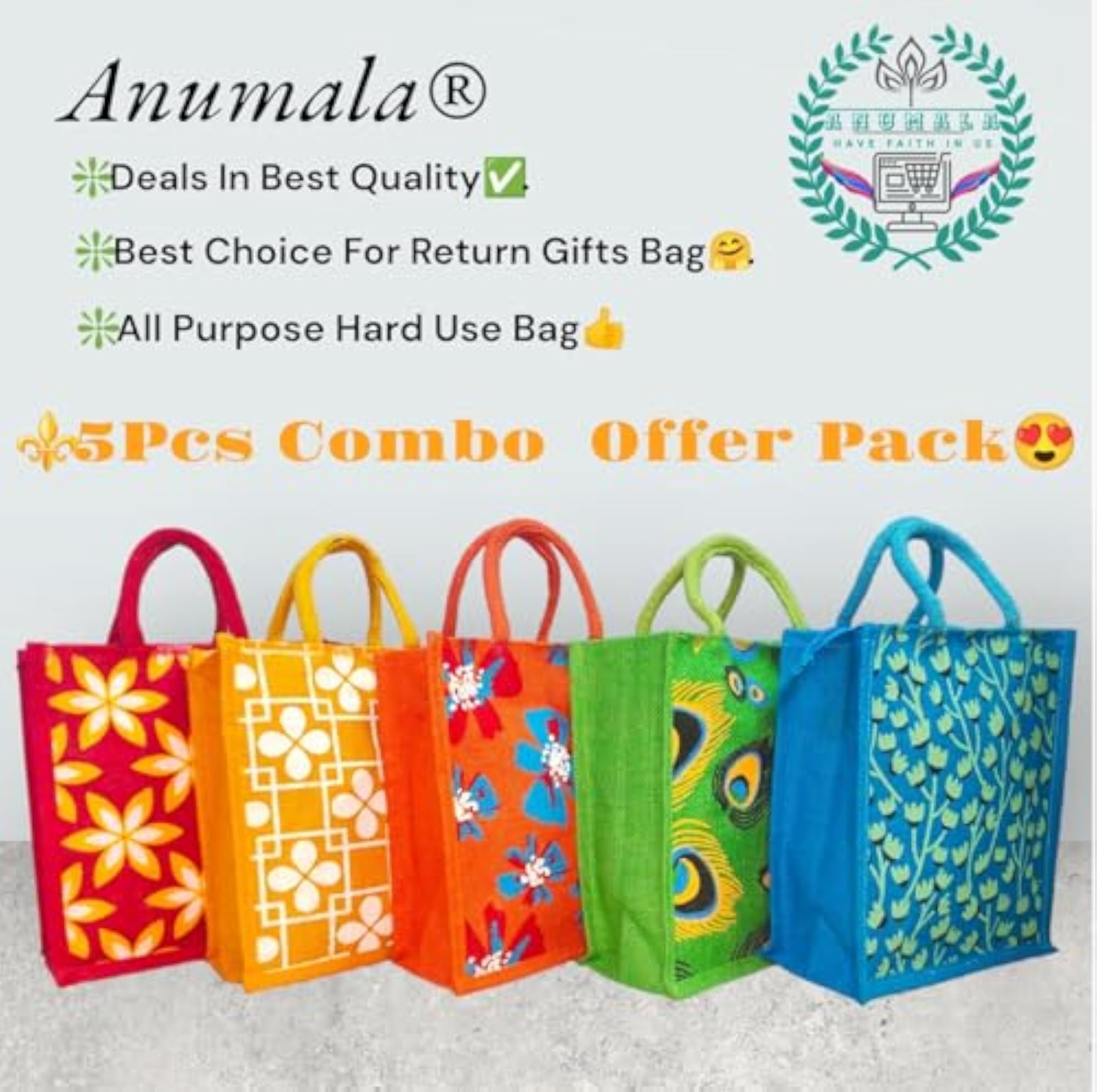 Eco-Friendly Jute Tote Bag, Beautiful Print