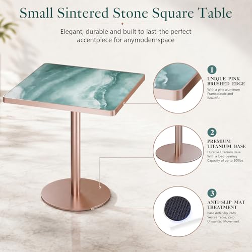 Image of AliSefaiy31.5''Square Dining Table,Square Pedestal Table,Marble BistroTable | 1.2 inch Marble Tabletop, Heat Resistant /Scratch Resistant /Easy Clean /Dining Room /Restaurants /Small Spaces /Marble River