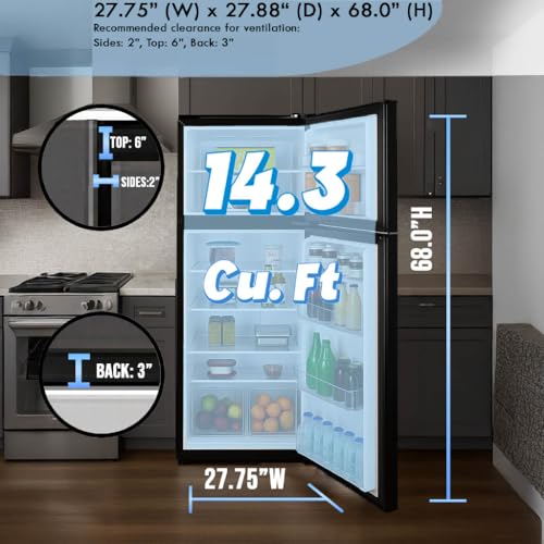 Summit 28" Refrigerator, Top Mount Freezer, Full Size, Energy Star Certified, White- CTR152B (Black, Right Hand Door) on Fridge.com