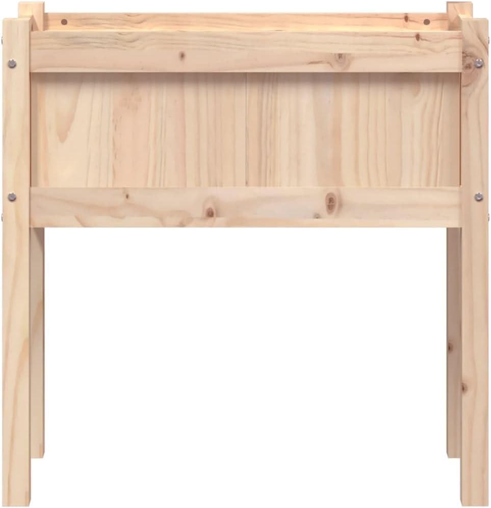 Rectangular Garden Planter, Natural Pine Solid Wood, 27.6x27.6x27.6 Inch, Rustic Finish, Outdoor Raised Garden Bed for Patio, Balcony, Herbs