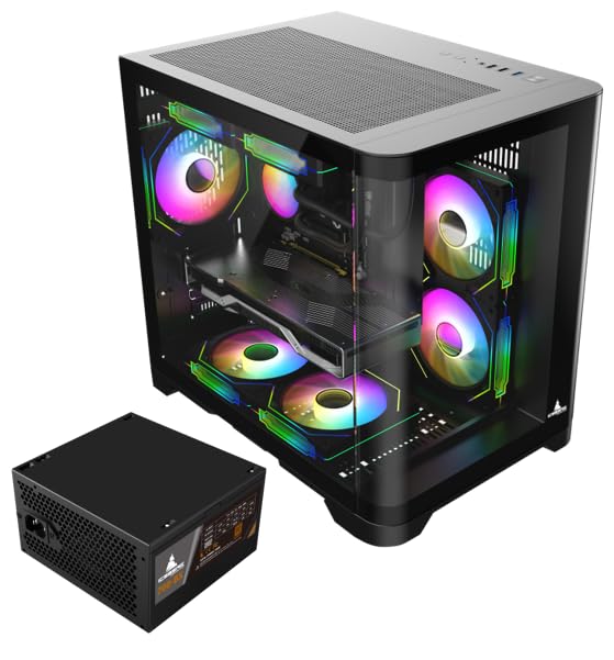 Gabinete para PC Iceberg Crystal Wave M Mid Tower con vidrio templado curvo y fuente PSU 700W 80 Plus Bronze miniatura 1