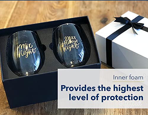 Triple Gifffted Mr Right Mrs Always Right Wine Glasses Gifts For Wedding, Anniversary, Gift For Engagement, Women, His And Her, Bride, Couples, Mom, Dad, Parents, Christmas, Valentines Set Presents #TOP6