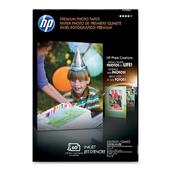 Office Product Paris Business Products HP Premium Photo Paper, Glossy, 4 x 6 Inches, 64 Pound, 10 Mil Thickness, 60 Sheets, (Q1989A) Book