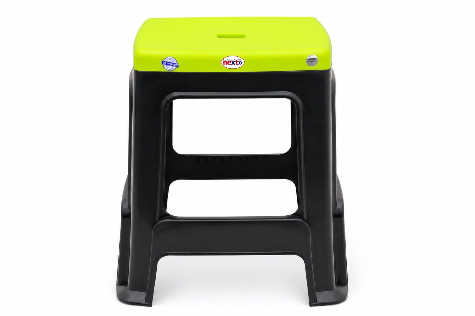 Next Java Plastic Stool for Home & Kitchen | Heavy Duty Virgin Plastic Multipurpose Stool | Strong & Durable Bathroom, Living Room & Outdoor Stool | Green & Black-image-2