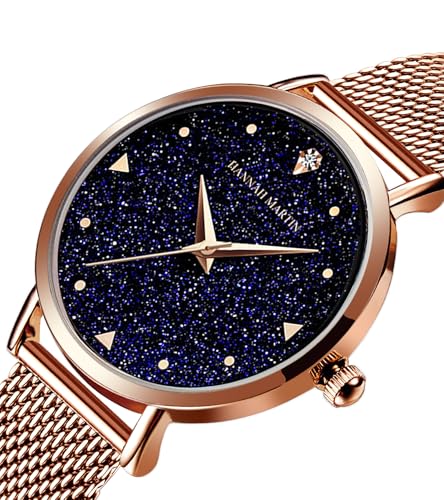 Image of HANNAH MARTIN Watches for Women Analog Women's Watch with Stainless Steel Expansion Band Minimalist Slim Dial 30M Waterproof Ladies Dress Wristwatch for Casual Daily Business