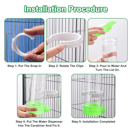 3 Stuks Automatische Vogelvoederautomaat Parkiet voor Kooi, Vogelkooi Drinker met Borstel Waterdispenser Vogelvoer Kooi, Helder 120 ml Voor Siervogels en Duiven - Afbeelding 6