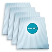 KAISER plastic® 4x Doppelstegplatten Polycarbonat 16/20-120 x 300 cm (14,40 m²) - Klar & UV-beständig - Hohlkammerplatten Xtra Strong - Stegplatten für Dach, Gewächshaus, Carport