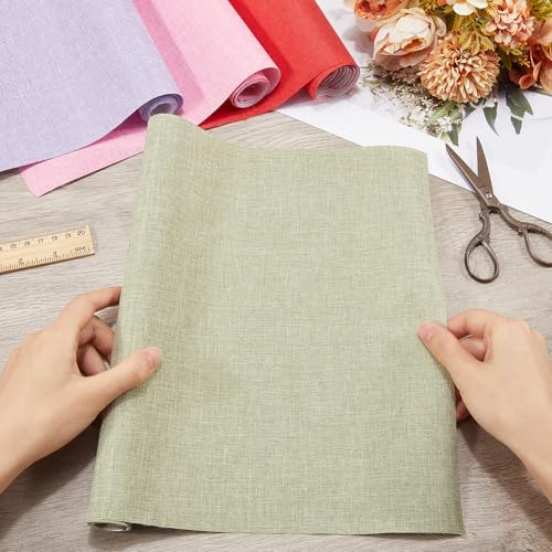 CRASPIRE 4 Colors 51 x 11.8 inch Book Cloth for A4-A8 Book Binding Linen Fabric Surface Paper Backed Red Pink Green Purple Bookcover Books Album Scrapbooking Archival DIY Covering Protector Supplies - Image 3