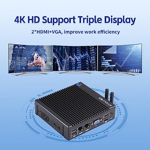 Sharevdi Mini PC Windows 10 Pro, Intel Celeron N3150 (bis zu 2.08GHz) Mini Desktop Computer, Dual Band WiFi/Triple Display/BT 4.2, 8GB DDR3 128GB SSD Micro PC für Business/Schule. – Bild 4