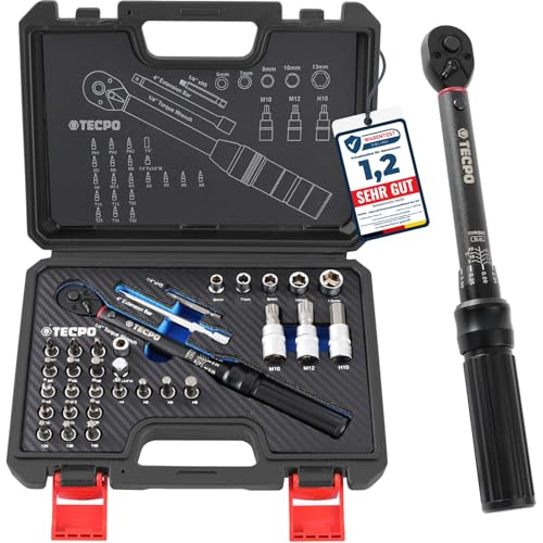 TECPO Fahrrad Drehmomentschlüssel Set 1/4 2,5-25Nm Feinmechanik Schlüssel