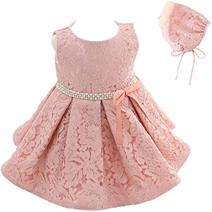 Meiqiduo Baby Girls 3Pcs Set Christening Baptism Wedding Formal Dress
